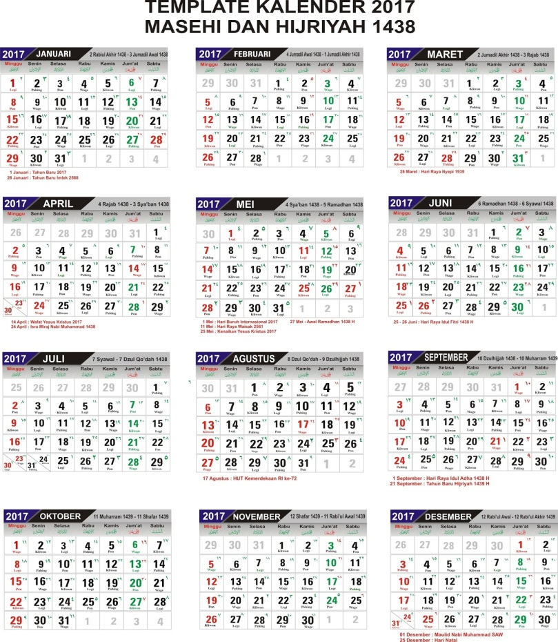 Download Template Kalender Indonesia Lengkap Dengan Hari 